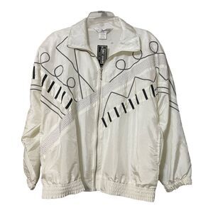 Vtg Great Cavalier by St Paul Jacket Women’s Medium –White Black Geometric – NWT